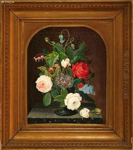 Still Life With Flowers In A Vase by Christian Juel Moellback