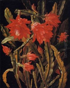 Cactus With Scarlet Blossoms by Christian Juel Moellback