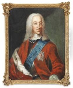 A Pair Of Portraits Of Christian Vi And Queen Sophie Magdalene by Andreas Moller