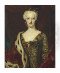 Portrait Of Queen Sophie Magdalene, Wife Of King Christian Vi Of Denmark by Andreas Moller