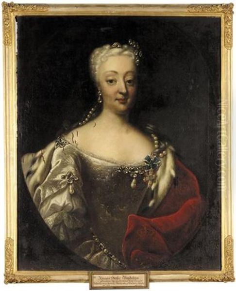 Portrait Of Queen Sophie Magdalena Of Denmark, Wife Of King Christian Vi (after Johann Salomon Der Wahl) - view 1
