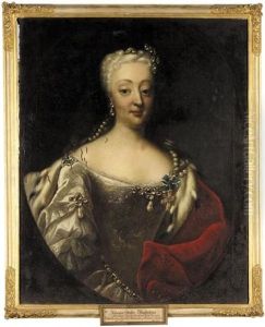 Portrait Of Queen Sophie Magdalena Of Denmark, Wife Of King Christian Vi (after Johann Salomon Der Wahl) by Andreas Moller