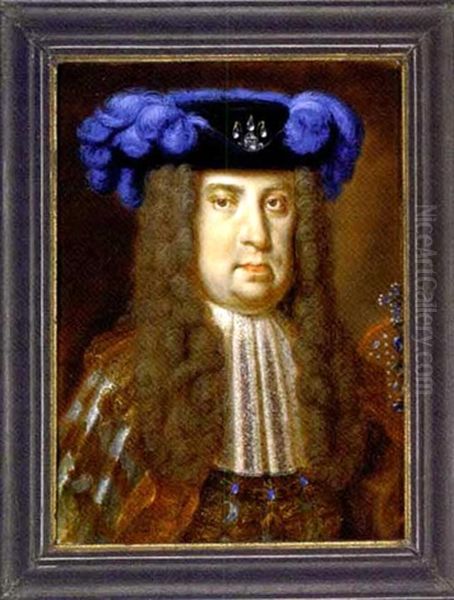 Charles Vi Of Habsburg, Holy Roman Emperor, In Gold-embroidered Pale Blue Coat And Brown And Blue Coat With Brown Collar, Large Lace Cravat, Black Hat With Blue Plumes... - view 1