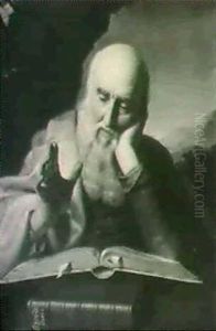 Bartiger Einsiedler Beim Studium Der Legenda Aura. Bartiger Einsiedler Beim Studium Der Legenda Aura.