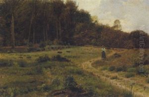 Ung Pige Pa En Vej Gennem Lysning I Skoven by Carl Henrik Koch Moller