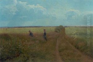 Markvej Med Dreng Og Pige, Fra Egnen Omkring Tune Landboskole by Carl Henrik Koch Moller