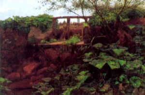 Brond Ved Stendysse, I Forgrunden Skraeppeblade by Carl Henrik Koch Moller