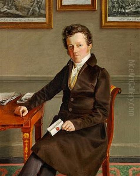 Portrait Of Peter Saabye, Merchant (+ Portrait Of His Wife Augusta Saabye, Ballet Dancer At Det Kongelige Teater; Pair) - view 1
