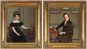 Portratt Forestallande P. Laadbye Och Makan Augusta Lauerwald (pair) by Frederik (Johan Frederick) Moller