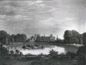 Udsigt Mod Badstuen Og Frederiksborg Slot by Frederik (Johan Frederick) Moller