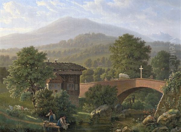 Idyllische Sommerlandschaft (bei Sarnen?) In Der Schweiz - view 1