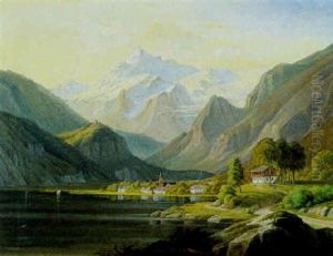 Udsigt Over Sydtysk Bjerglandskab Med So Og Huse
