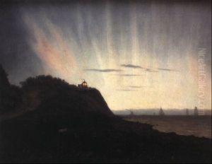 Nakkehoved Fyr I Naerheden Af Gilleleje by Jens Peter (I.P.) Moeller