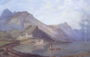 Landskab Med En Bjergso by Jorgen Hendrick Moller