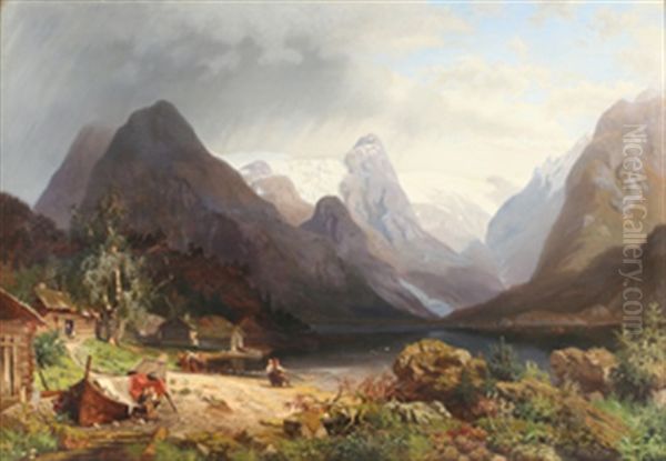 Fjordlandskap Med Isbre - view 1