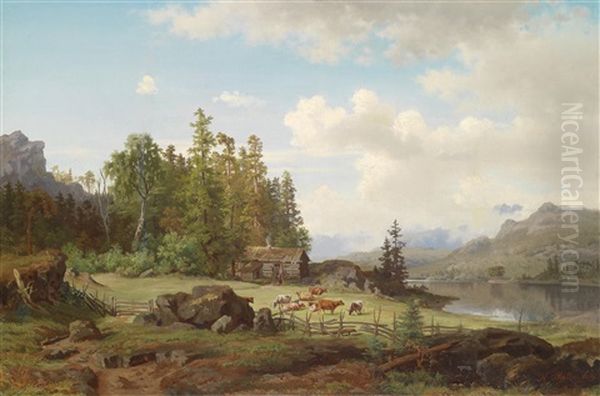 Seelandschaft Mit Weidenden Kuhen - view 1
