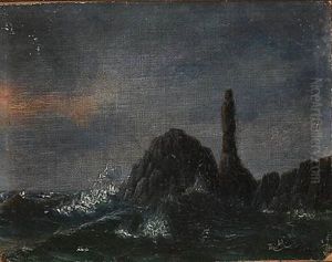 Rocky Coast With High Waves by Thorvald Christian Benjamin Moller