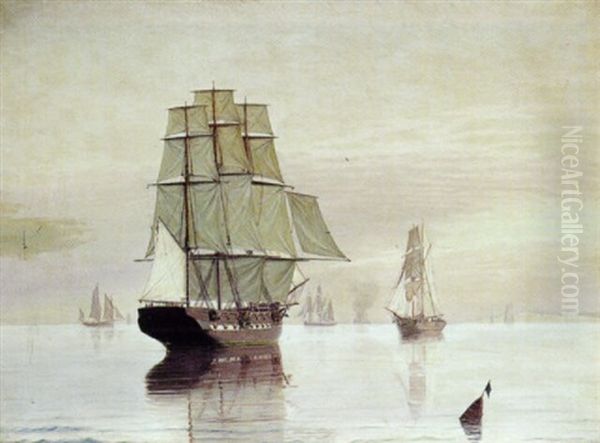 Marine Med Sejlskibe, Stille Vejr (fra Dover?) - view 1