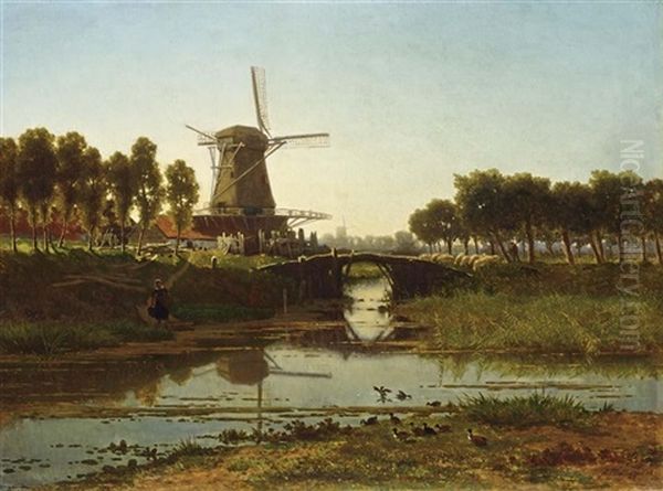 A Windmill In A Summer Landscape - view 1