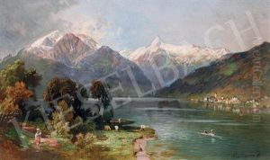 Romantic Ladscape With Snowy Mountains by Jozsef Molnar