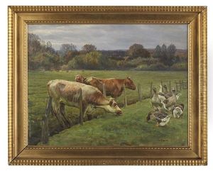 Landscape With Cattle And Ducks by Niels Pedersen Mols