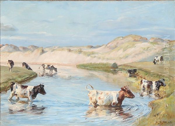 Cows At Liver River Near Hjorring, Denmark - view 1