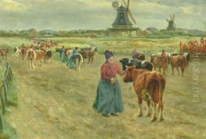 Fanopiger, Der Traekker Koerne Hjem Til Malkning