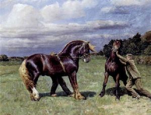 Bonde Med Forarskade Heste Pa Marken Bonde Med Forarskade Heste Pa Marken