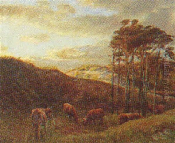 Bakket Landskab Med Koer - view 1