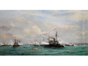Die Russische Schwadron Im Hafen Von Cherbourg Wahrend Des Besuchs Von Zar Nikolaus Ii Am 5. Oktober 1896
