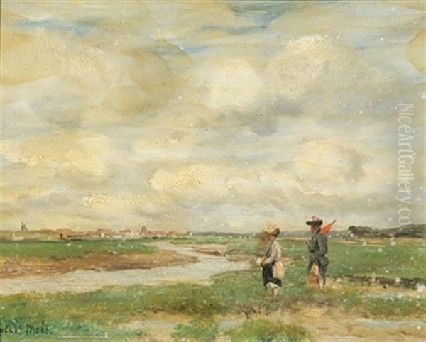 Deux Jeunes Femmes Le Long D'un Ruisseau - view 1