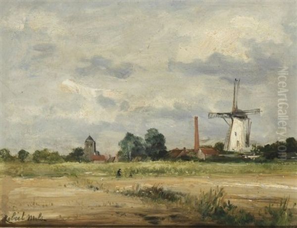 Hollandische Landschaft Mit Dorfpartie Im Hintergrund - view 1