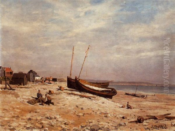 Bateaux Et Pecheurs Sur Le Rivage - view 1
