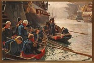 The English Leads The Danish Fleet Out Of The Harbor by Christian Molsted