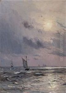 Sailing Ships At The Open Sea by Christian Molsted