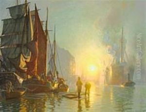 The Old Knippelsbro In Copenhagen 1893 by Christian Molsted