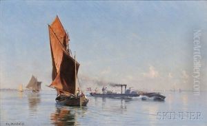 A Summer Calm On The Kattegat, Torpedo Boat Nr. 8 by Christian Molsted