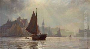 Soldis Over Havnen Ved De Seks Sostre Og Borskanalen Soldis Over Havnen Ved De Seks Sostre Og Borskanalen