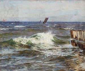 Coastal Scene, Presumably From Dragor Harbour by Christian Molsted