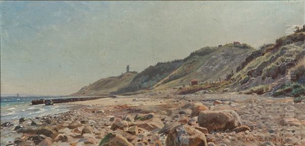 Beach Scene From Gilleleje With Nakkehoved Lighthouse In The Background - view 1