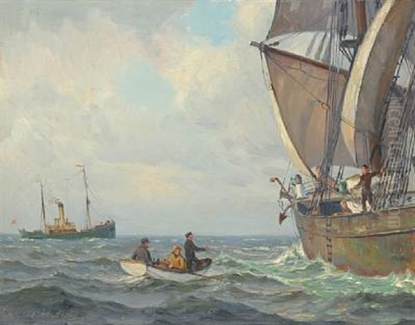 Seascape With A Pilot Entering A Sailing Ship - view 1