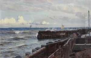 Coastal Scene With Sailing Boats At Sea by Christian Molsted