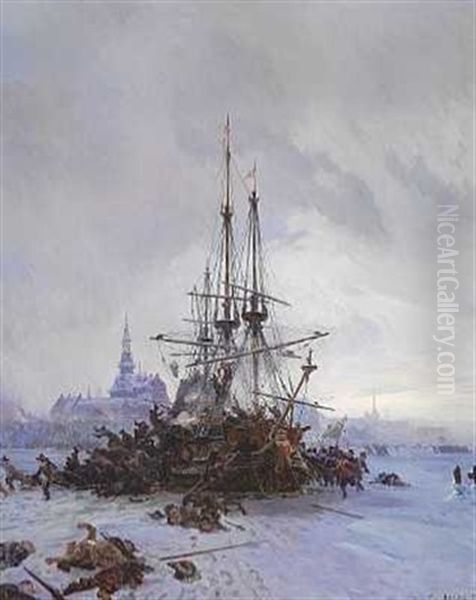 Tidlig Morgen Efter Stormen Pa Kobenhavn, Den 11. Februar 1659. Fregatten Hoienhald Tilbageerobres For Tredie Og Sidste Gang I Lobet Af Samme Nat - view 1