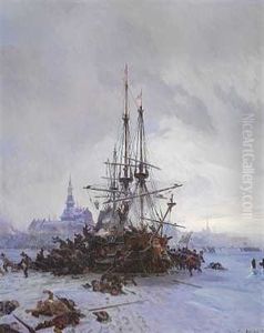 Tidlig Morgen Efter Stormen Pa Kobenhavn, Den 11. Februar 1659. Fregatten Hoienhald Tilbageerobres For Tredie Og Sidste Gang I Lobet Af Samme Nat