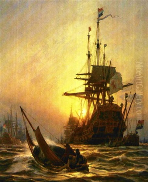 Hans Rostgaard Sejler Under Storm Ud Til Den Hollandske Undsaetningsflade Med Brev Fra Frederick Iii Til Admiral Wassenar Af Obdam 28. Okt. 1658 - view 1