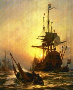 Hans Rostgaard Sejler Under Storm Ud Til Den Hollandske Undsaetningsflade Med Brev Fra Frederick Iii Til Admiral Wassenar Af Obdam 28. Okt. 1658 by Christian Molsted