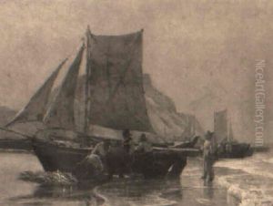 Fiskere Og Bade Pa Stranden Fiskere Og Bade Pa Stranden
