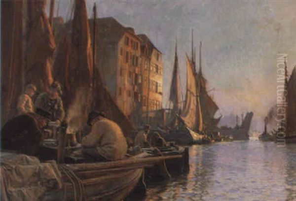 Aftenstemning I Havnen Ved Den Gamle Knippelsbro, Christianshavnssiden - view 1