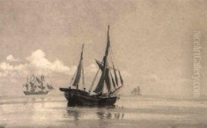 Marine Med Sejlskibe N+r Kysten by Christian Molsted