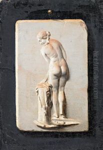 Bild Eines Reliefs Mit Einer Badenden